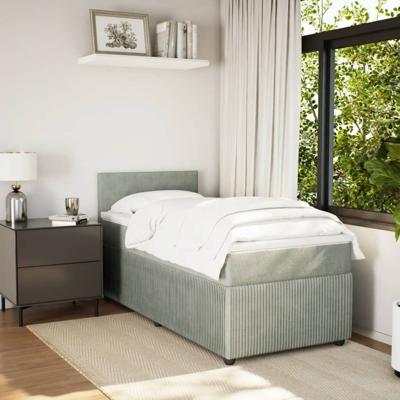 Boxspring met matras fluweel lichtgrijs 90x190 cm