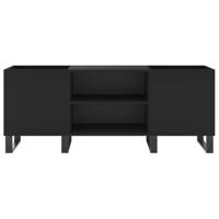 Platenkast 121x38x48 cm bewerkt hout zwart - thumbnail