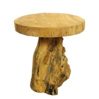 Houten kruk teak hout 41x40x25cm - thumbnail