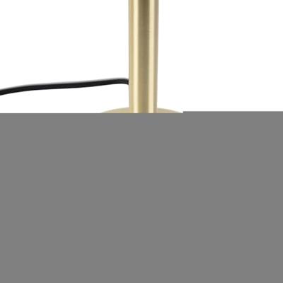 QAZQA Klassieke tafellamp messing met kap lichtgrijs 35 cm - Simplo QAZQA Klassieke tafellamp messing met kap lichtgrijs 35 cm - Simplo