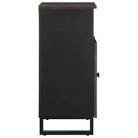 Dressoir 60x33x75 cm massief mangohout zwart - thumbnail