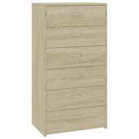 VidaXL Dressoir met 6 lades 50x34x96 cm bewerkt hout sonoma eikenkleur - thumbnail