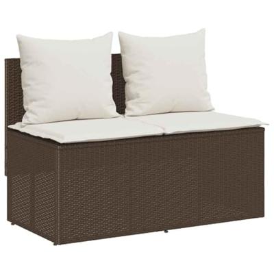 3-delige Tuinset met kussens poly rattan bruin