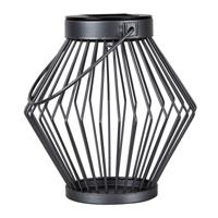 Solar LED Lantaarn Rotan 17 cm - Draadloos op zonne-energie - Grijs - thumbnail
