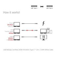 club3D USB-C-kabel USB 4.0 USB-C stekker 1.20 m Wit CAC-1572 - thumbnail