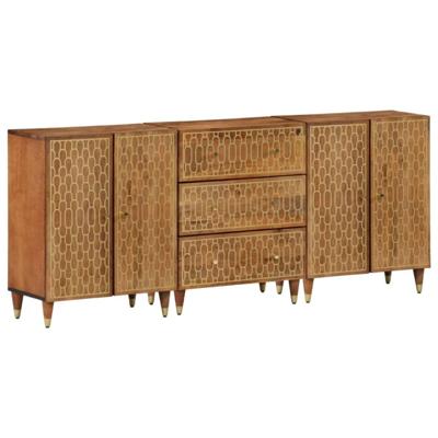 Bijzetkasten 3 st 60x33x75 cm massief mangohout