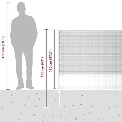 VidaXL Hek met paal grijs 1,2 x 10 m staal en pvc