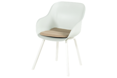 Hartman Le Soleil Element dining stoel wit frame kuip cotton White met taupe kussen