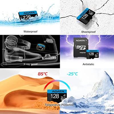 Micro SD geheugenkaart met adapter Adata AUSDX128GUICL10A1-RA1 128 GB Micro SD geheugenkaart met adapter Adata AUSDX128GUICL10A1-RA1 128 GB