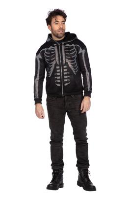 Hoodie met rits skelet strass steentjes