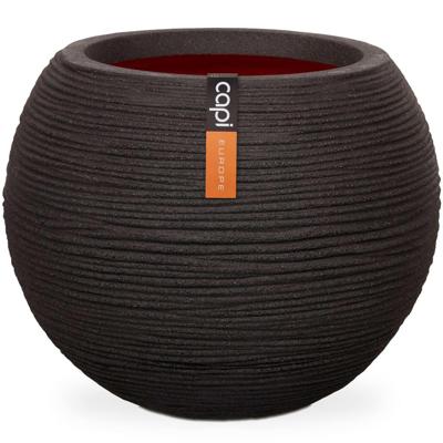 Capi bloempot nature rib bolvormig 62x48 cm zwart kblr271