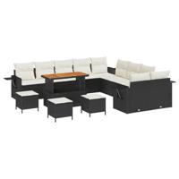 Tuinbankenset 14 pcs Zwart poly rattan - thumbnail