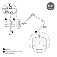 Moderne wandlamp Shift voor lampenkap, 70-70-32cm, Wit, wandlamp met-verstelbare-arm-van, Metaal, geschikt-voor-E27-LED-lichtbron, voor-lampenkap-met-doorsnede-max., 20cm - thumbnail
