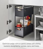 Yamazaki Keukenrek met Manden - 2 niveaus - Tower - Zwart - thumbnail