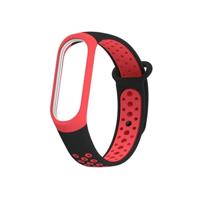 Kleurrijke siliconen polsband horlogeband voor Xiaomi mi band 3 & 4 (zwart rood) - thumbnail