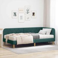 Hoekbedframe met matras Donkergroen 90 x 190 cm Stof - thumbnail