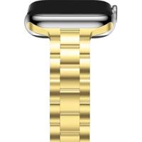 By Qubix - Stalen slim fit schakelband - Goud - Compatible met Apple watch 38mm / 40mm / 41mm / 42mm - Compatible Apple watch bandjes - thumbnail