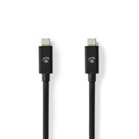 USB-Kabel | USB 4.0 Gen 3x2 | USB-C Male | USB-C Male | 240 W | 8K@60Hz | 40 Gbps | Vernikkeld | 1.00 m | Rond | PVC | Zwart | Envelop - thumbnail