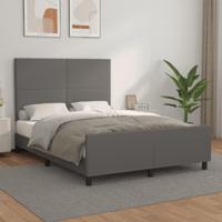 Bedframe met hoofdbord kunstleer grijs 140x200 cm - thumbnail
