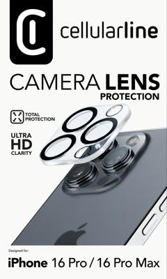 Cellularline Camera Lens Protection CAMERALENSIPH16PRM Cameraprotector (glas) Apple iPhone 16 Pro, iPhone 16 Pro Max 1 stuk(s) Anti-vingerafdruk, Krasvast Cellularline Camera Lens Protection CAMERALENSIPH16PRM Cameraprotector (glas) Apple iPhone 16 Pro, iPhone 16 Pro Max 1 stuk(s) Anti-vingerafdruk, Krasvast