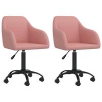 Vidaxl Eetkamerstoelen Draaibaar 2 St Fluweel Roze - thumbnail