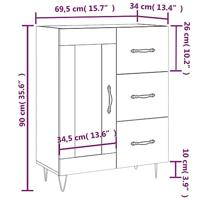 Dressoir 69,5x34x90 cm bewerkt hout zwart - thumbnail