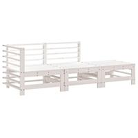 3-delige Loungeset massief grenenhout wit - thumbnail