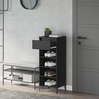 VidaXL Schoenenrek 40x36x105 cm bewerkt hout zwart - thumbnail