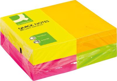 Q-CONNECT Quick Notes, ft 76 x 127 mm, 100 vel, pak van 12 blokken in 4 neonkleuren