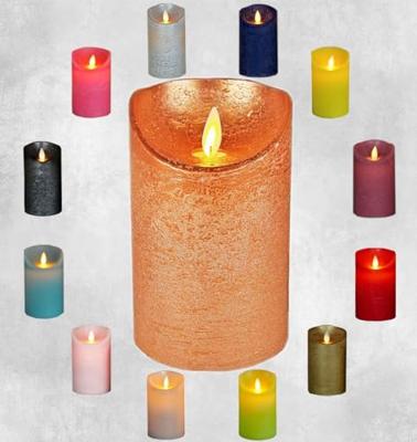 Anna&apos;s Collection LED kaars flame effect rustiek 7.5x10cm koper 1 stuks