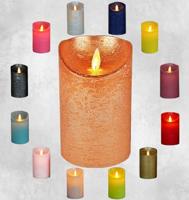 Anna&apos;s Collection LED kaars flame effect rustiek 7.5x10cm koper 1 stuks - thumbnail