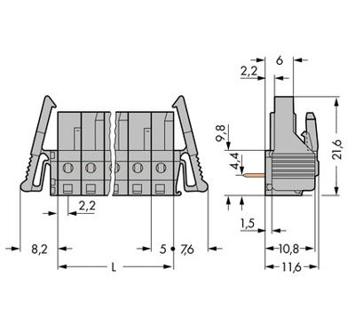 WAGO 232-234/039-000 Female behuizing (board) 232 Totaal aantal polen: 4 Rastermaat: 5 mm Inhoud: 50 stuk(s)
