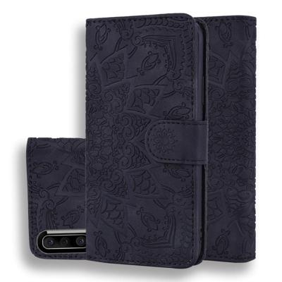 Voor Galaxy A30s/A50s kalf patroon Mandala dubbele vouwen ontwerp reliëf lederen draagtas met portemonnee & houder & kaartsleuven (zwart) Voor Galaxy A30s/A50s kalf patroon Mandala dubbele vouwen ontwerp reliëf lederen draagtas met portemonnee & houder & kaartsleuven (zwart)