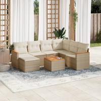 8-delige Loungeset met kussens poly rattan beige - thumbnail