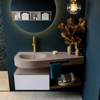 MONDIAZ RIVA 120cm badmeubel onderkast / planchet kleur Cale met 1 lade. Wastafel DULCET links 1 kraangat kleur Smoke. - thumbnail