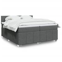 Boxspring met matras stof donkergrijs 200x200 cm - thumbnail