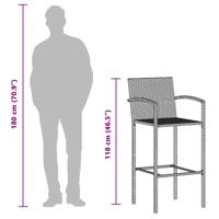 5-delige Tuinbarset massief acaciahout en poly rattan grijs - thumbnail