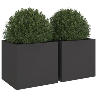 VidaXL Plantenbakken 2 st 49x47x46 cm staal zwart VidaXL Plantenbakken 2 st 49x47x46 cm staal zwart