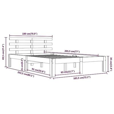 Bedframe massief hout wit 180x200 cm 6FT Super King Bedframe massief hout wit 180x200 cm 6FT Super King