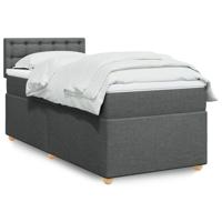 Boxspring met matras stof donkergrijs 90x200 cm - thumbnail