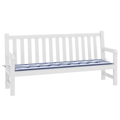 VidaXL Tuinbankkussen gestreept 200x50x4 cm stof wit en blauw