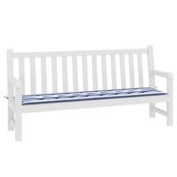 VidaXL Tuinbankkussen gestreept 200x50x4 cm stof wit en blauw - thumbnail