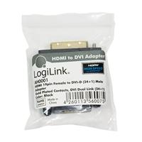 LogiLink AH0001 HDMI / DVI Adapter [1x HDMI-bus - 1x DVI-stekker 24+1-polig] Zwart - thumbnail