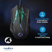 Nedis GMWD210BK Gaming Muis Bedraad Dpi: 1200 / 1800 / 2400 / 3600 Dpi Instelbare Dpi Aantal Knoppen: 6 Programmeerbare Knoppen Rechtshandig 1.50 M Led - thumbnail
