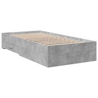 Bedframe met lades bewerkt hout betongrijs 75x190 cm - thumbnail