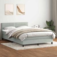 Boxspring met matras fluweel lichtgrijs 160x210 cm - thumbnail