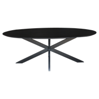 Sohome Ovale Eettafel 'Coco' Mangohout en staal, kleur Zwart, 210 x 100cm - thumbnail