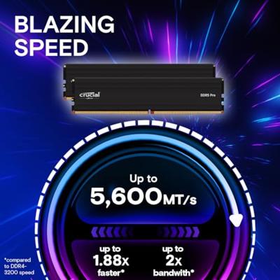 Crucial CP32G56C46U5 Werkgeheugenmodule voor PC Retail DDR5 32 GB 1 x 32 GB On-die ECC 5600 MHz 288-pins DIMM CL46 CP32G56C46U5 Crucial CP32G56C46U5 Werkgeheugenmodule voor PC Retail DDR5 32 GB 1 x 32 GB On-die ECC 5600 MHz 288-pins DIMM CL46 CP32G56C46U5