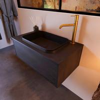 Badkamermeubelset Mondiaz Erin 80 cm met 1 Lade met RIDGE Wastafel Midden Urban met 1 kraangat Greeploos Mat Dark Brown - thumbnail