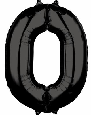 Amscan Folie ballon cijfer 0 zwart 66 cm | 40 stuks
